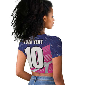 Custom Barbados Cricket Royals Raglan Cropped T shirt Trident Symbol-Sporty Style - African Pride