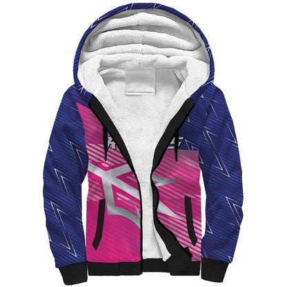 Custom Barbados Cricket Royals Sherpa Hoodie Trident Symbol-Sporty Style - African Pride