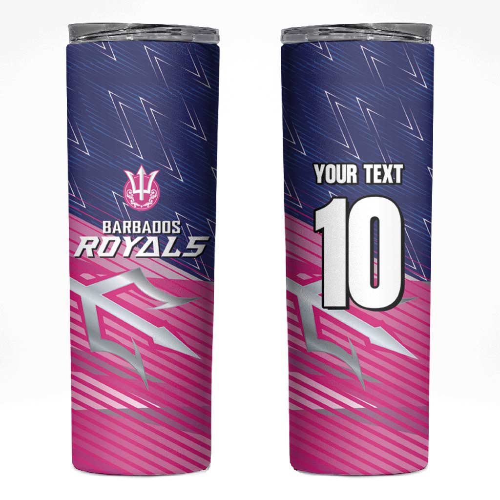 Custom Barbados Cricket Royals Skinny Tumbler Trident Symbol-Sporty Style - African Pride