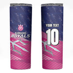 Custom Barbados Cricket Royals Skinny Tumbler Trident Symbol-Sporty Style - African Pride