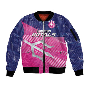 Custom Barbados Cricket Royals Sleeve Zip Bomber Jacket Trident Symbol-Sporty Style - African Pride