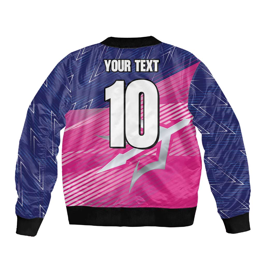 Custom Barbados Cricket Royals Sleeve Zip Bomber Jacket Trident Symbol-Sporty Style - African Pride