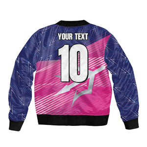 Custom Barbados Cricket Royals Sleeve Zip Bomber Jacket Trident Symbol-Sporty Style - African Pride