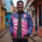 Custom Barbados Cricket Royals Sleeve Zip Bomber Jacket Trident Symbol-Sporty Style - African Pride