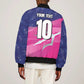 Custom Barbados Cricket Royals Sleeve Zip Bomber Jacket Trident Symbol-Sporty Style - African Pride