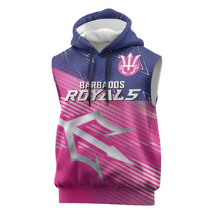 Custom Barbados Cricket Royals Sleeveless Hoodie Trident Symbol-Sporty Style - African Pride