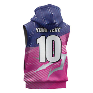 Custom Barbados Cricket Royals Sleeveless Hoodie Trident Symbol-Sporty Style - African Pride