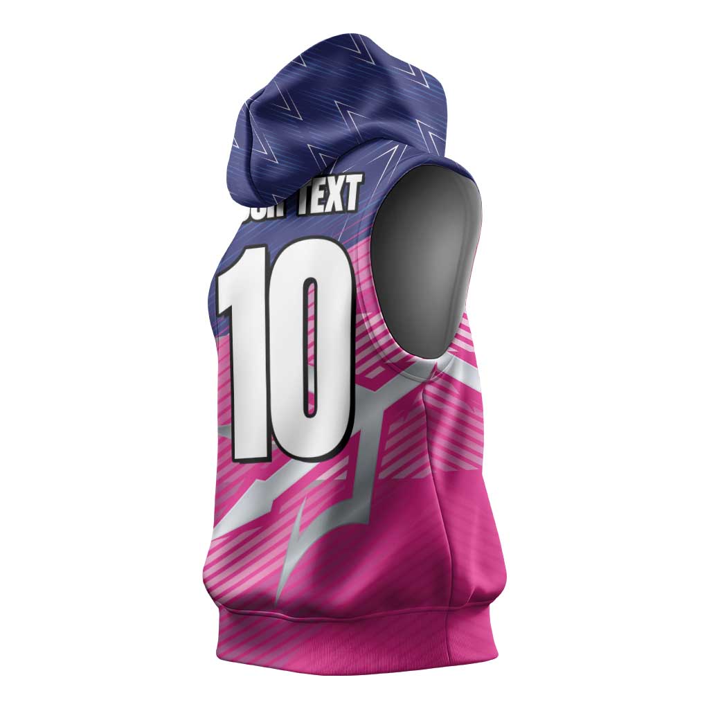 Custom Barbados Cricket Royals Sleeveless Hoodie Trident Symbol-Sporty Style - African Pride