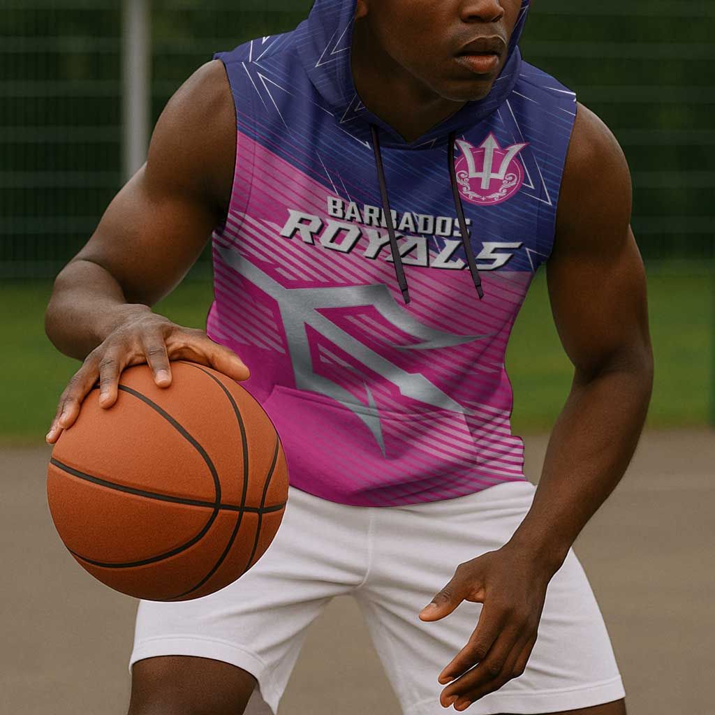 Custom Barbados Cricket Royals Sleeveless Hoodie Trident Symbol-Sporty Style - African Pride