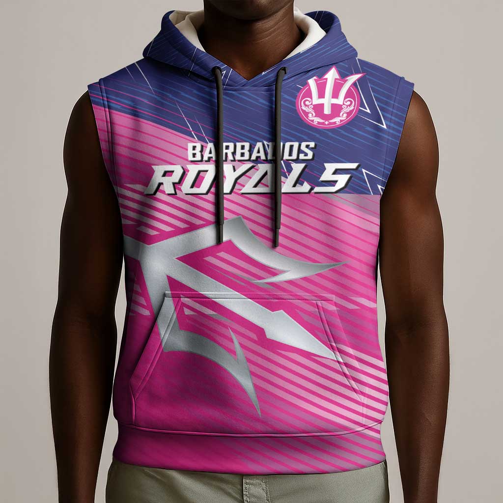 Custom Barbados Cricket Royals Sleeveless Hoodie Trident Symbol-Sporty Style - African Pride
