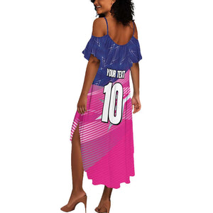 Custom Barbados Cricket Royals Summer Maxi Dress Trident Symbol-Sporty Style - African Pride