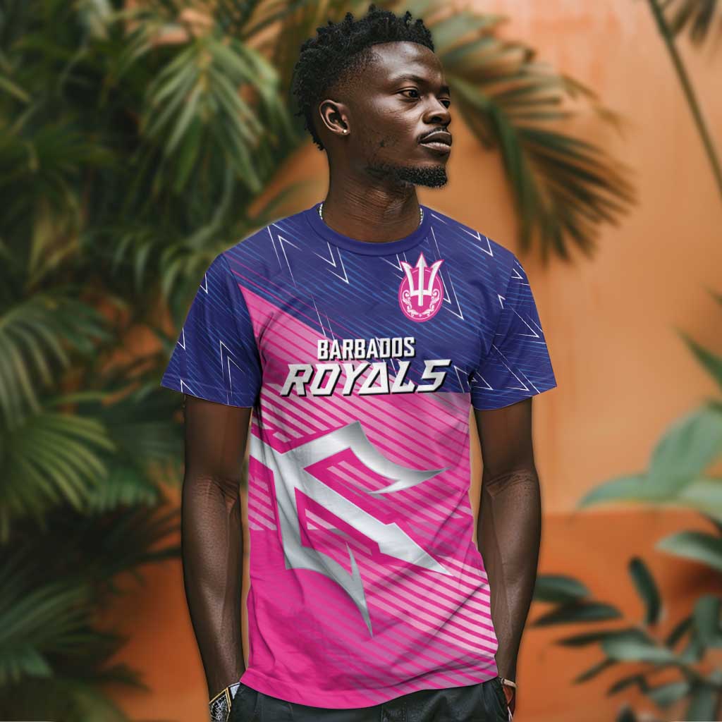 Custom Barbados Cricket Royals T shirt Trident Symbol-Sporty Style - African Pride