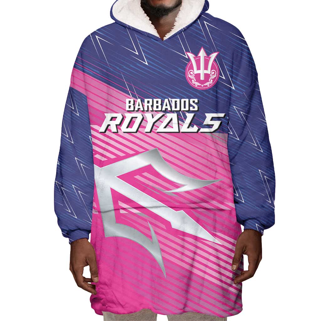 Custom Barbados Cricket Royals Wearable Blanket Hoodie Trident Symbol-Sporty Style - African Pride