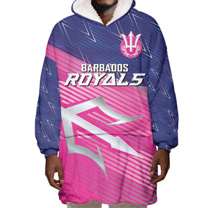 Custom Barbados Cricket Royals Wearable Blanket Hoodie Trident Symbol-Sporty Style - African Pride