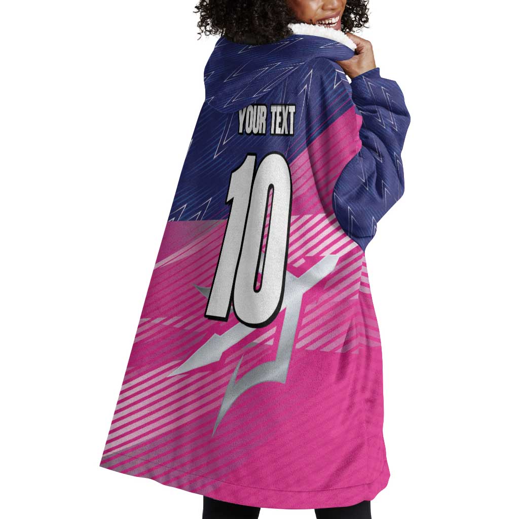 Custom Barbados Cricket Royals Wearable Blanket Hoodie Trident Symbol-Sporty Style - African Pride