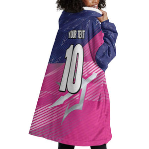Custom Barbados Cricket Royals Wearable Blanket Hoodie Trident Symbol-Sporty Style - African Pride