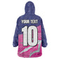 Custom Barbados Cricket Royals Wearable Blanket Hoodie Trident Symbol-Sporty Style - African Pride