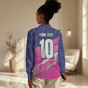 Custom Barbados Cricket Royals Women Casual Shirt Trident Symbol-Sporty Style - African Pride