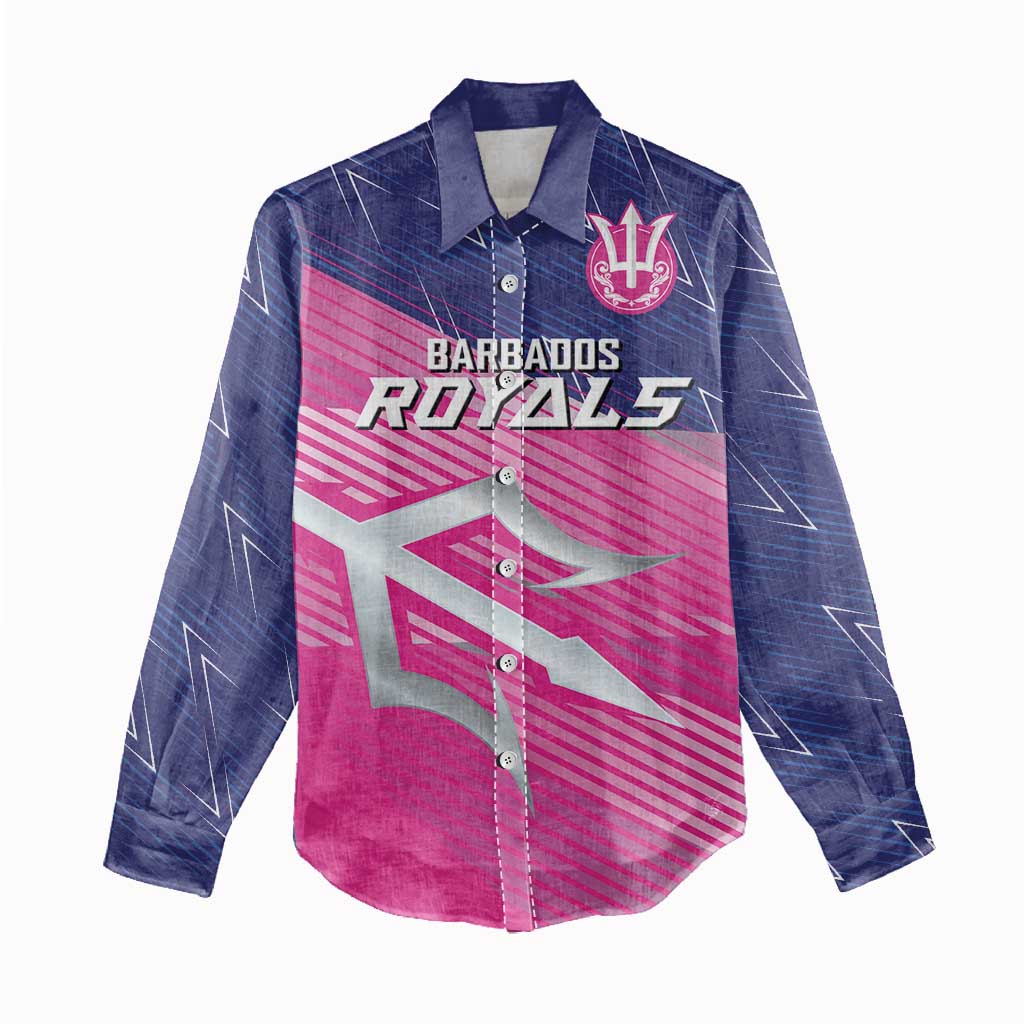 Custom Barbados Cricket Royals Women Casual Shirt Trident Symbol-Sporty Style - African Pride