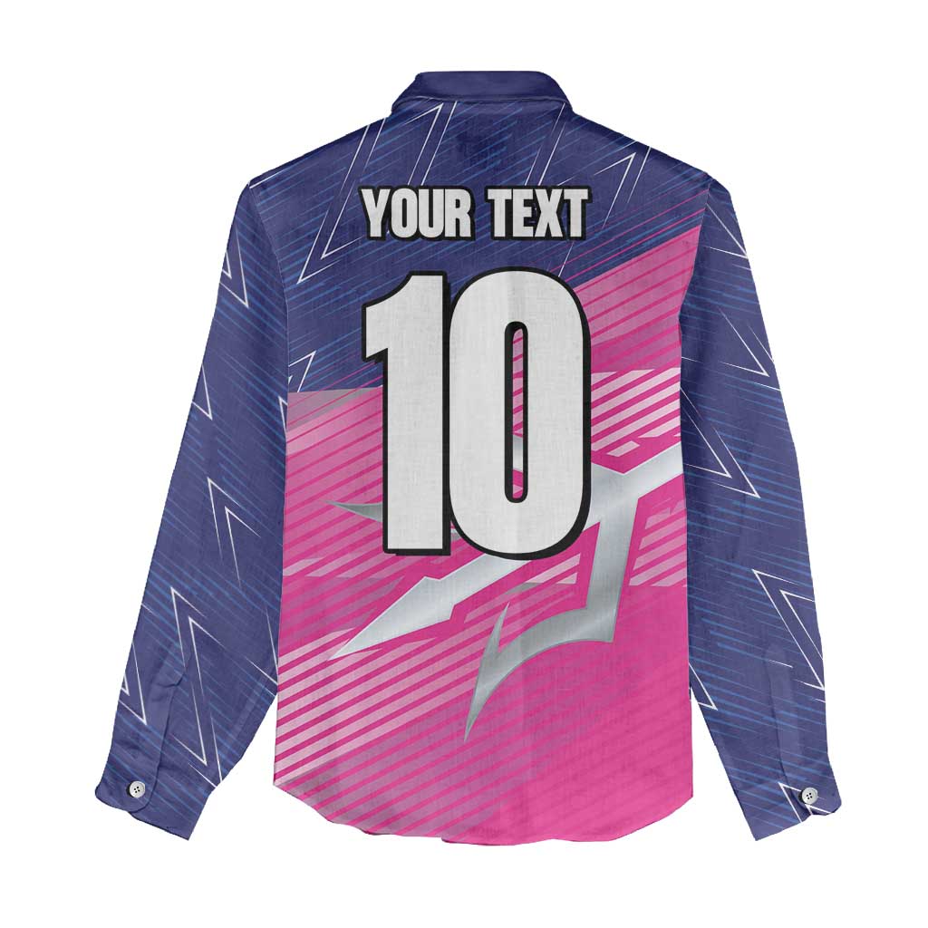 Custom Barbados Cricket Royals Women Casual Shirt Trident Symbol-Sporty Style - African Pride