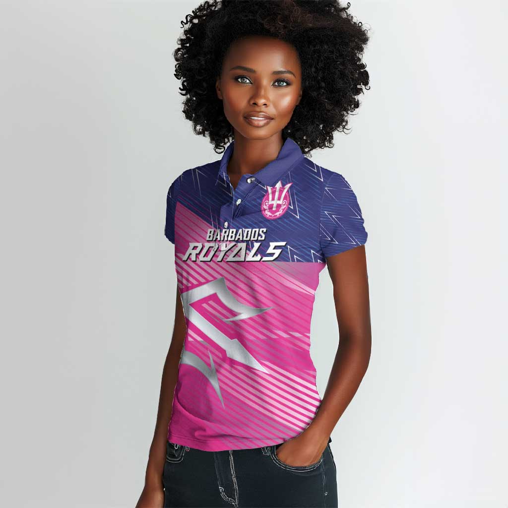 Custom Barbados Cricket Royals Women Polo Shirt Trident Symbol-Sporty Style - African Pride