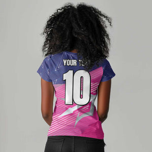 Custom Barbados Cricket Royals Women V-Neck T-Shirt Trident Symbol-Sporty Style - African Pride