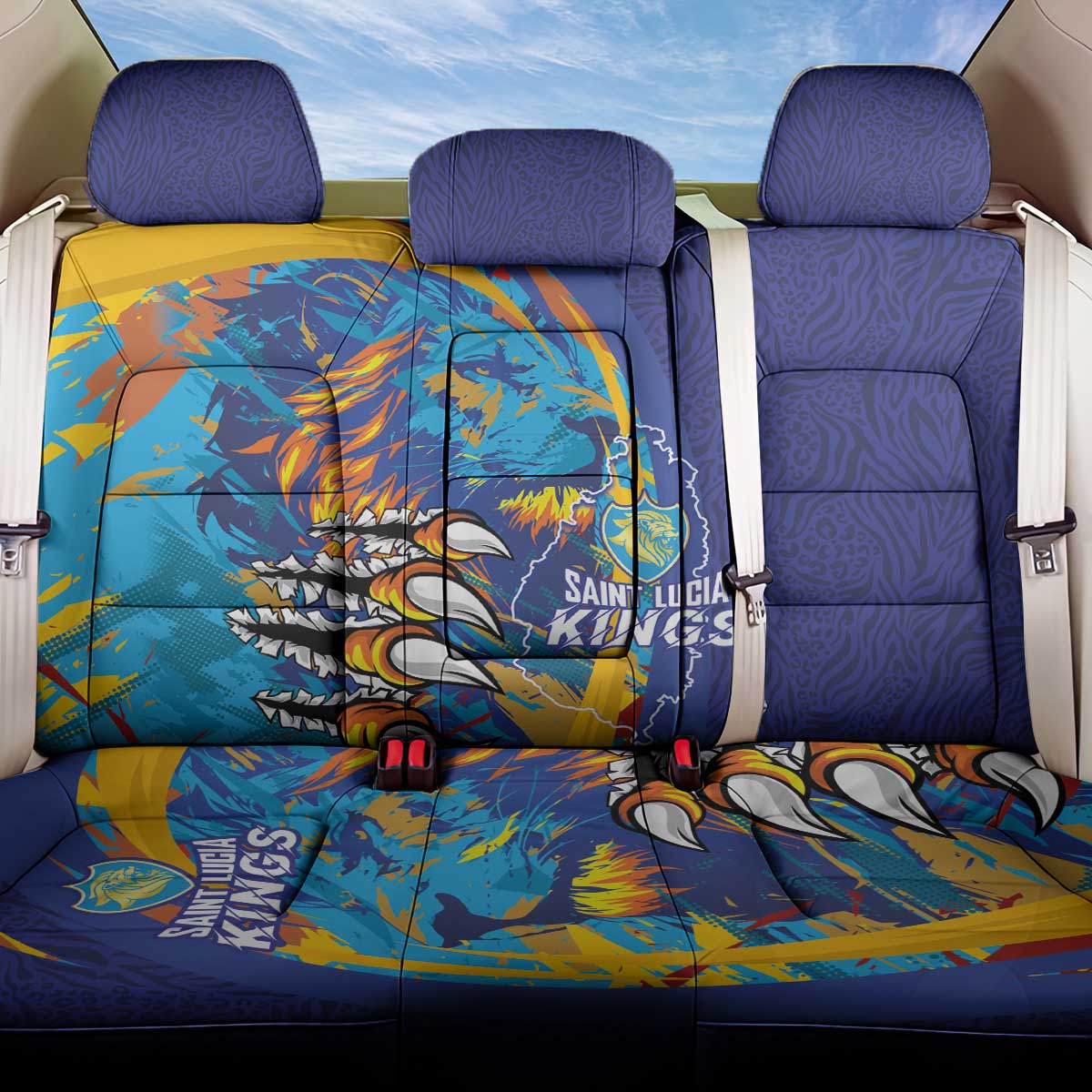 Saint Lucia Cricket Kings Back Car Seat Cover Caribbean-Roar of Power Lions - African Pride