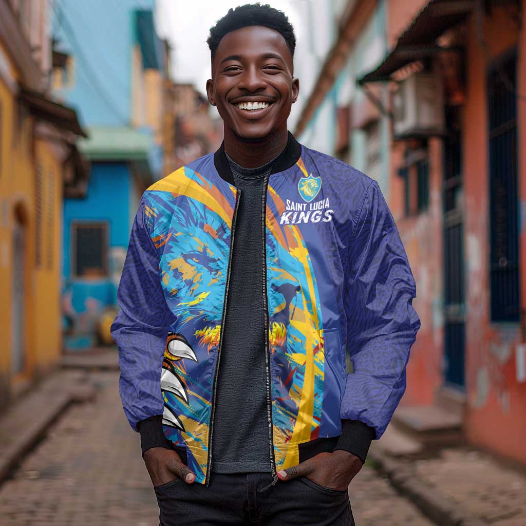 Custom Saint Lucia Cricket Kings Bomber Jacket Caribbean-Roar of Power Lions - African Pride