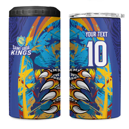 Custom Saint Lucia Cricket Kings 4 in 1 Can Cooler Tumbler Caribbean-Roar of Power Lions - African Pride