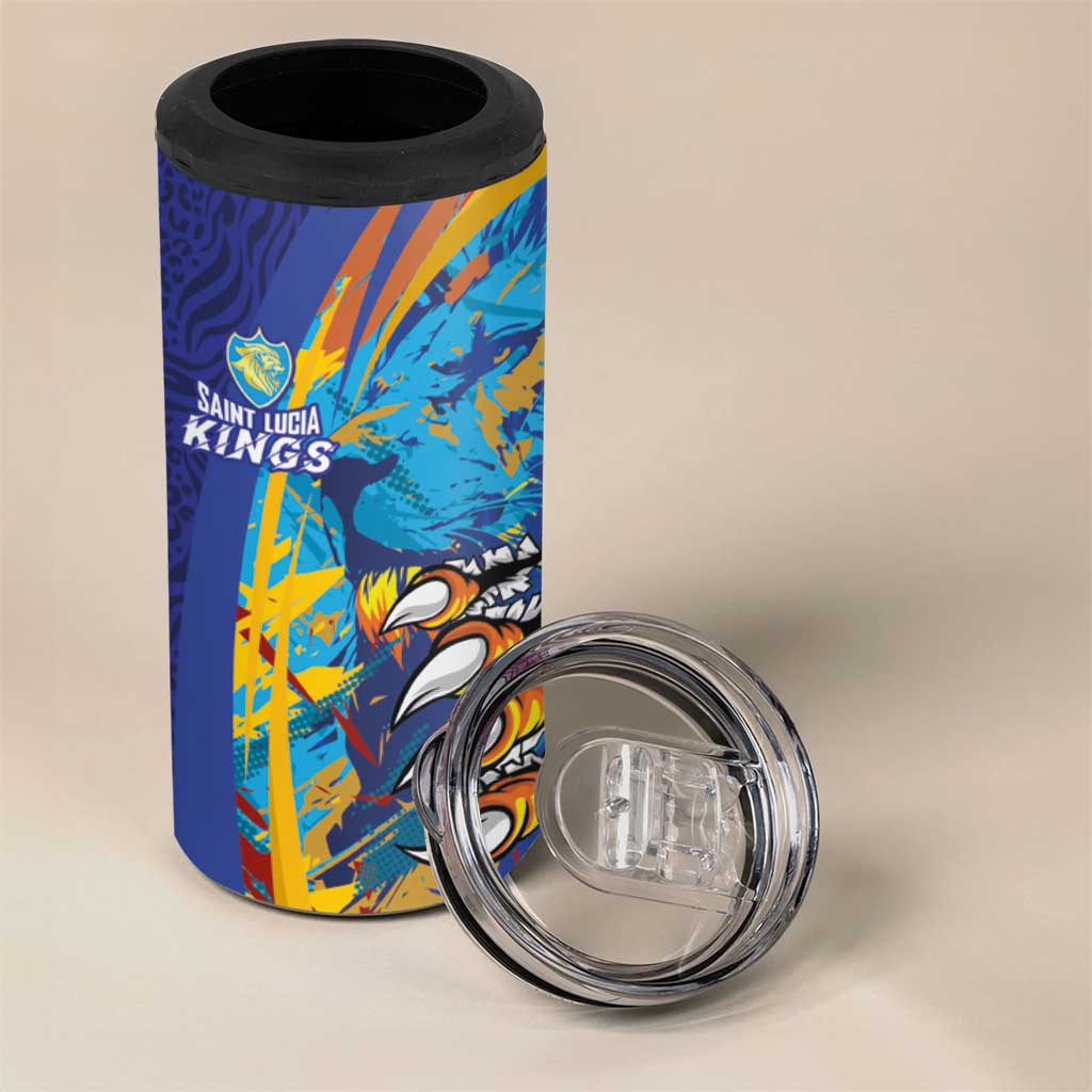 Custom Saint Lucia Cricket Kings 4 in 1 Can Cooler Tumbler Caribbean-Roar of Power Lions - African Pride