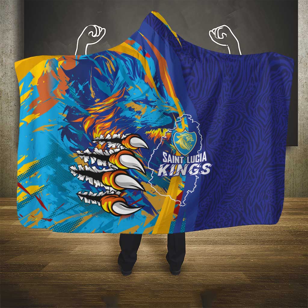 Saint Lucia Cricket Kings Hooded Blanket Caribbean-Roar of Power Lions - African Pride