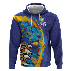 Custom Saint Lucia Cricket Kings Hoodie Caribbean-Roar of Power Lions - African Pride