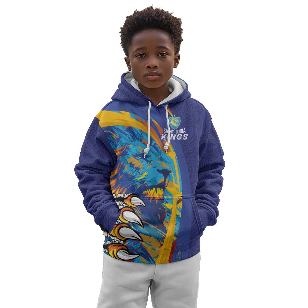 Custom Saint Lucia Cricket Kings Kid Hoodie Caribbean-Roar of Power Lions - African Pride