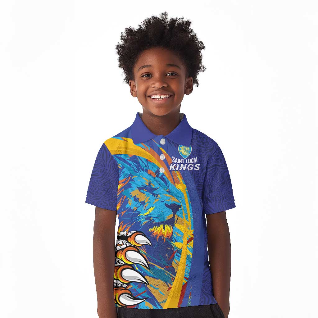 Custom Saint Lucia Cricket Kings Kid Polo Shirt Caribbean-Roar of Power Lions - African Pride