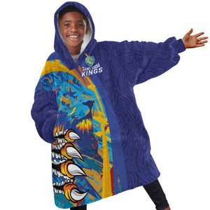 Custom Saint Lucia Cricket Kings Kid Wearable Blanket Hoodie Caribbean-Roar of Power Lions - African Pride