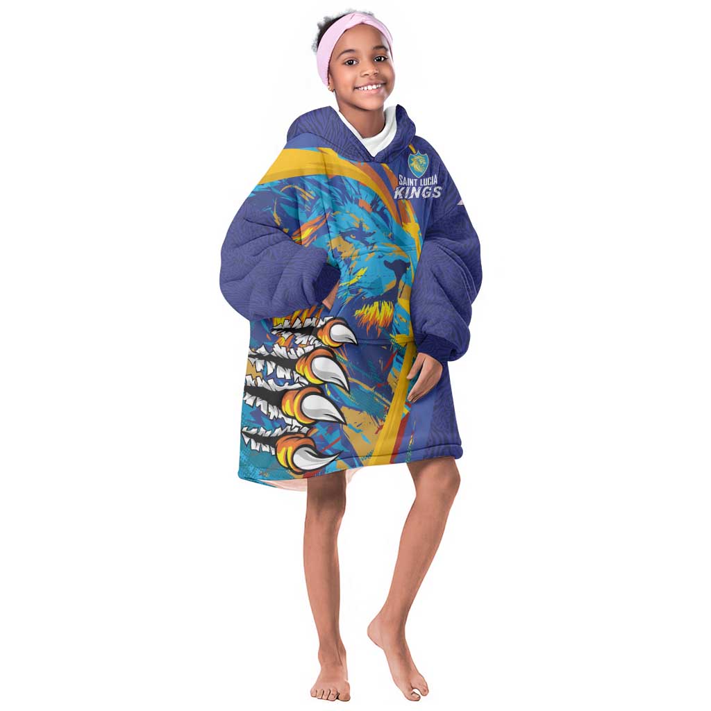 Custom Saint Lucia Cricket Kings Kid Wearable Blanket Hoodie Caribbean-Roar of Power Lions - African Pride