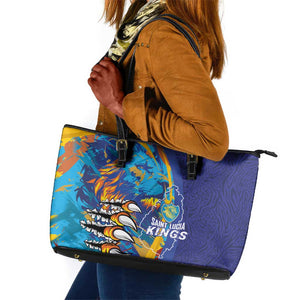 Saint Lucia Cricket Kings Leather Tote Bag Caribbean-Roar of Power Lions - African Pride