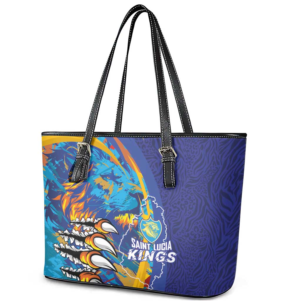 Saint Lucia Cricket Kings Leather Tote Bag Caribbean-Roar of Power Lions - African Pride