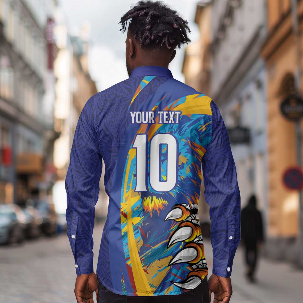 Custom Saint Lucia Cricket Kings Long Sleeve Button Shirt Caribbean-Roar of Power Lions - African Pride