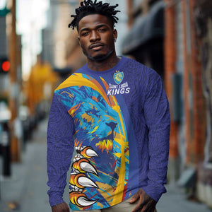 Custom Saint Lucia Cricket Kings Long Sleeve Shirt Caribbean-Roar of Power Lions - African Pride