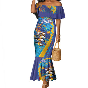 Custom Saint Lucia Cricket Kings Mermaid Dress Caribbean-Roar of Power Lions - African Pride