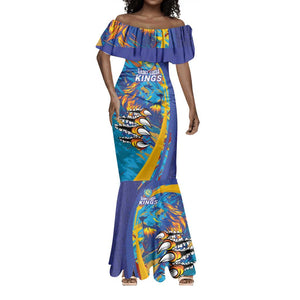 Custom Saint Lucia Cricket Kings Mermaid Dress Caribbean-Roar of Power Lions - African Pride