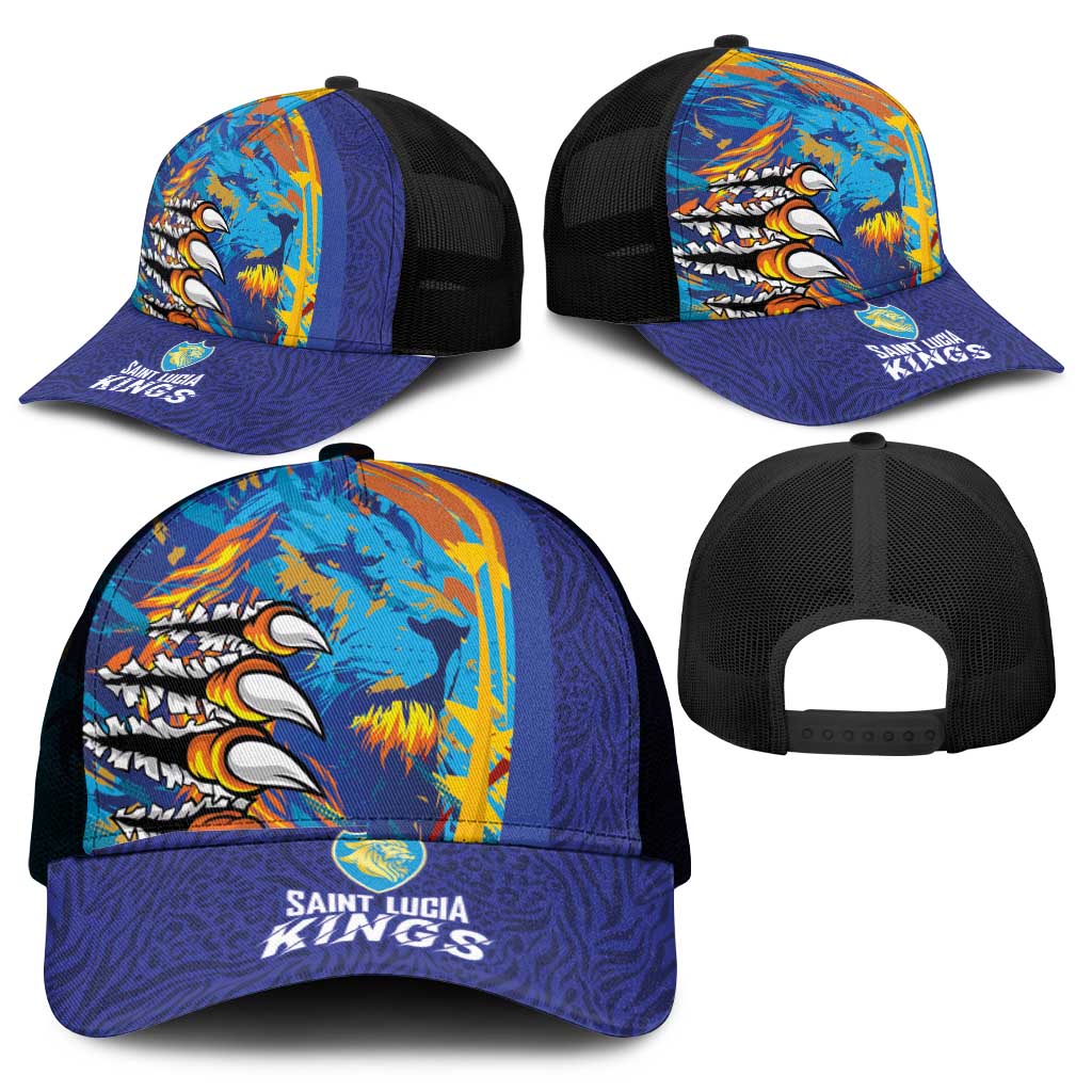 Saint Lucia Cricket Kings Mesh Trucker Cap Caribbean-Roar of Power Lions - African Pride