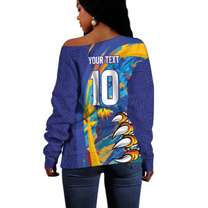 Custom Saint Lucia Cricket Kings Off Shoulder Sweater Caribbean-Roar of Power Lions - African Pride