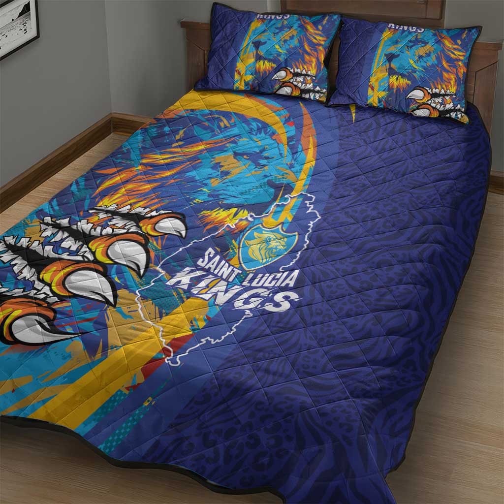 Saint Lucia Cricket Kings Quilt Bed Set Caribbean-Roar of Power Lions - African Pride