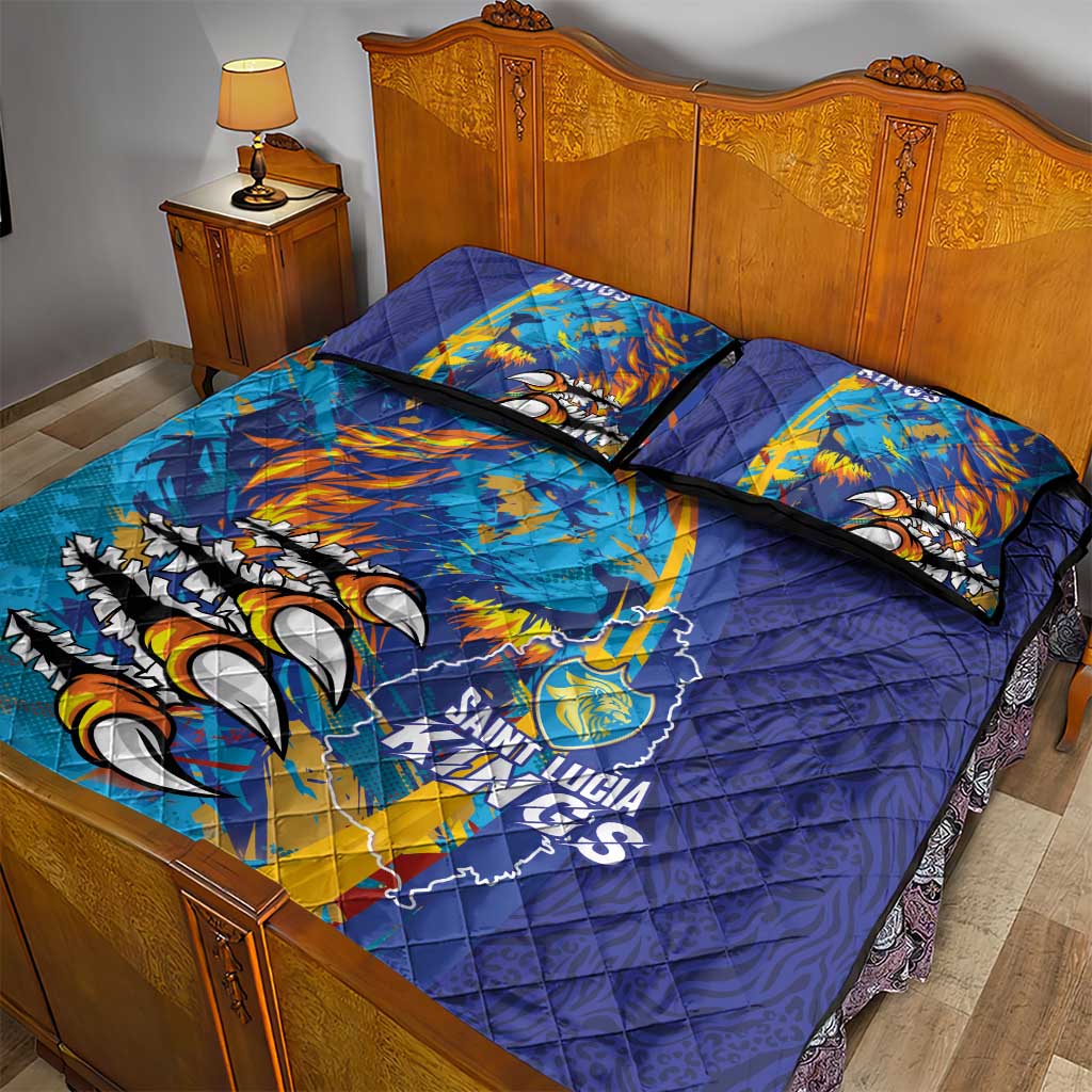Saint Lucia Cricket Kings Quilt Bed Set Caribbean-Roar of Power Lions - African Pride