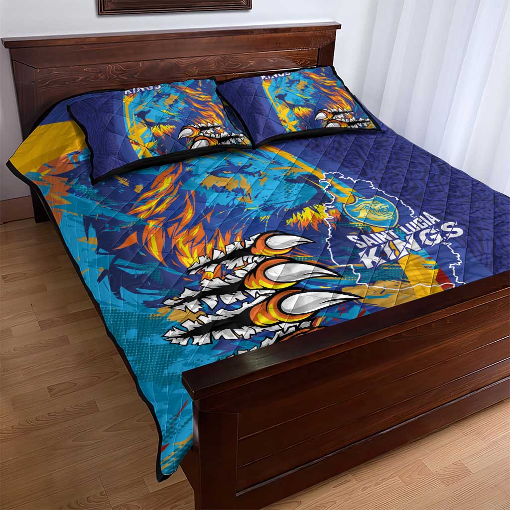 Saint Lucia Cricket Kings Quilt Bed Set Caribbean-Roar of Power Lions - African Pride