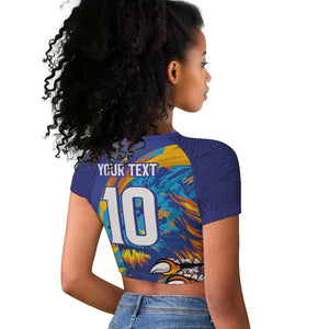 Custom Saint Lucia Cricket Kings Raglan Cropped T shirt Caribbean-Roar of Power Lions - African Pride
