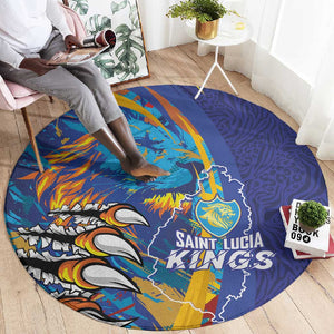 Saint Lucia Cricket Kings Round Carpet Caribbean-Roar of Power Lions - African Pride
