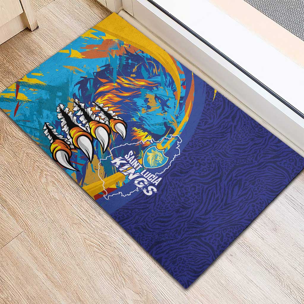 Saint Lucia Cricket Kings Rubber Doormat Caribbean-Roar of Power Lions - African Pride